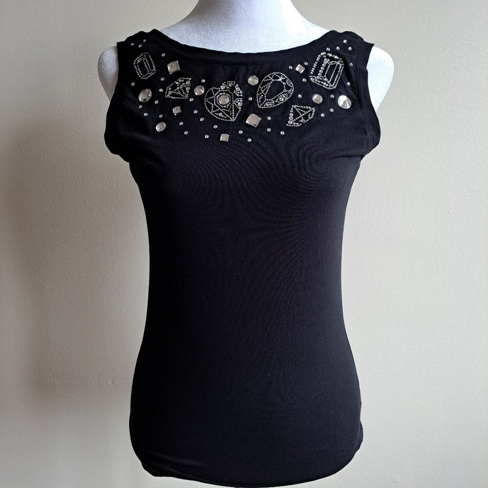 VDP Women's Italian Black with Crystals Shirt Top Size 42 / S